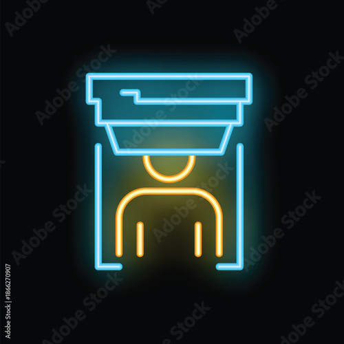 Neon sign showing a person trapped under a heavy weight, representing pressure and anxiety
