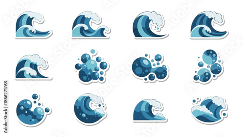 Blue Ocean Wave Bubbles.