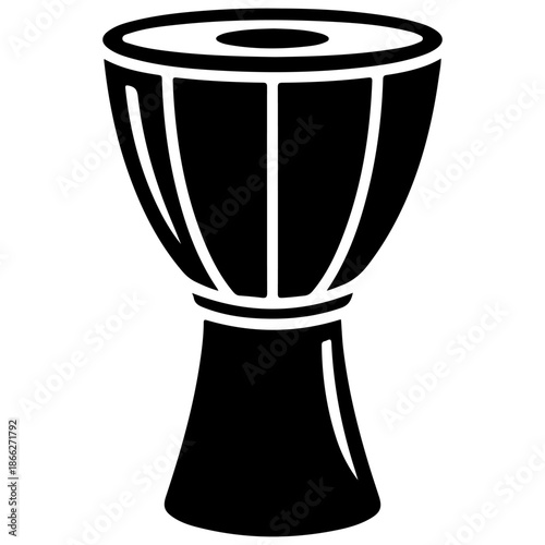 Djembe Drum Silhouette Icon Vector Illustration.