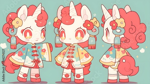 Cute cartoon horse-shaped mascot character