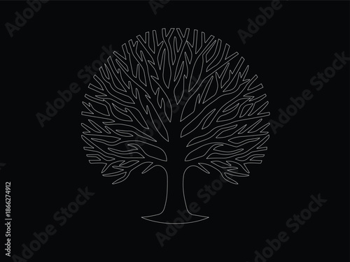 Minimal Tree Illustration Vector – Nature, Eco, Forest Concept