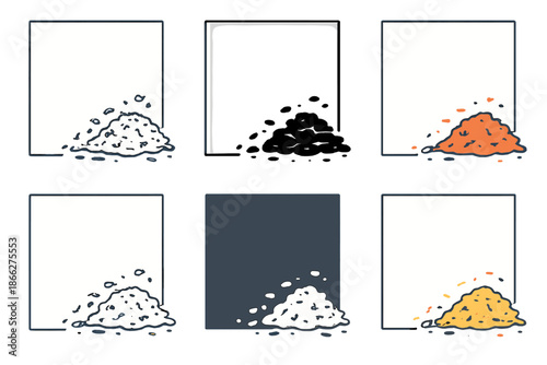 Geometric Eraser Dust. Eraser dust collected near clean white paper area, geometric tidy composition, first in line style with