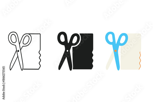 Stylish Scissors and Paper. Pair of scissors resting beside cut paper edges, minimal clean workspace composition, first in line
