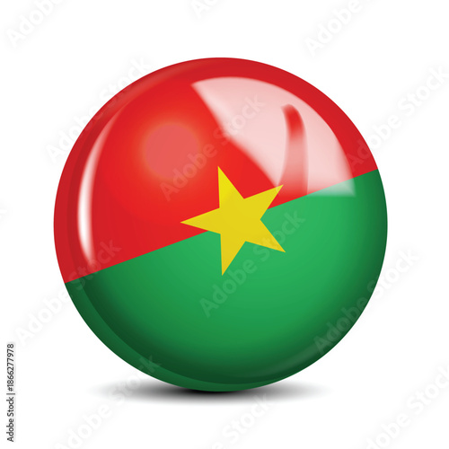 Burkina Faso National Flag Sphere Icon Glossy Button 3D Vector Illustration