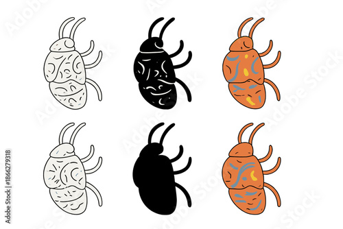 Insect Shell Abstract. Shed insect shell with abstract cryptic markings and textures, abstract minimal vector illustration, first