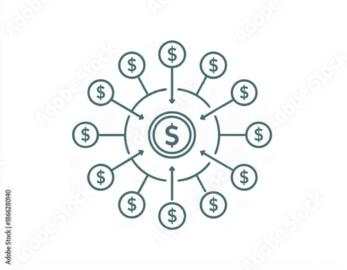 Minimal vector finance icon representing money and financial management