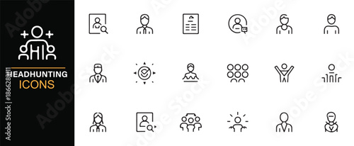 Hiring process and candidate selection outline icons