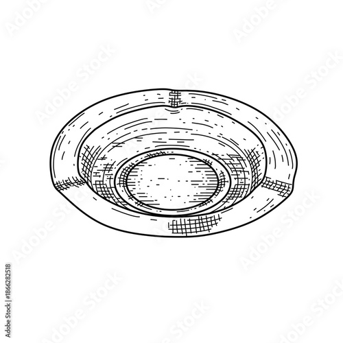 hand drawn vintage ashtray line art vector illustration