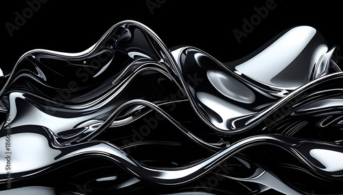 Luxury Black Liquid Metal Abstract Background