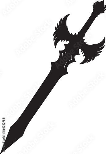 medieval fantasy sword with wings