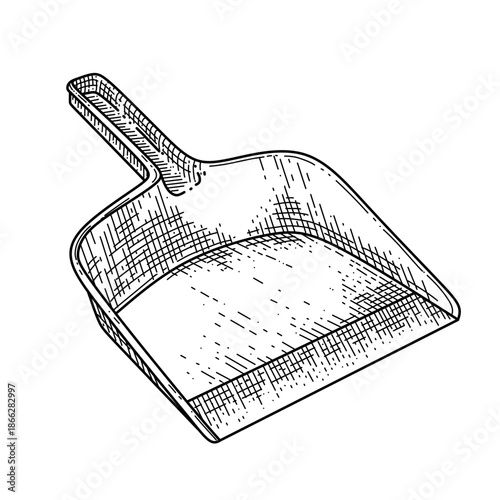 hand drawn vintage dustpan line art vector illustration