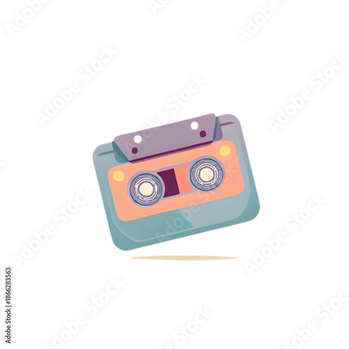 Retro Cassette Tape Music Vector Illustration 80s Style