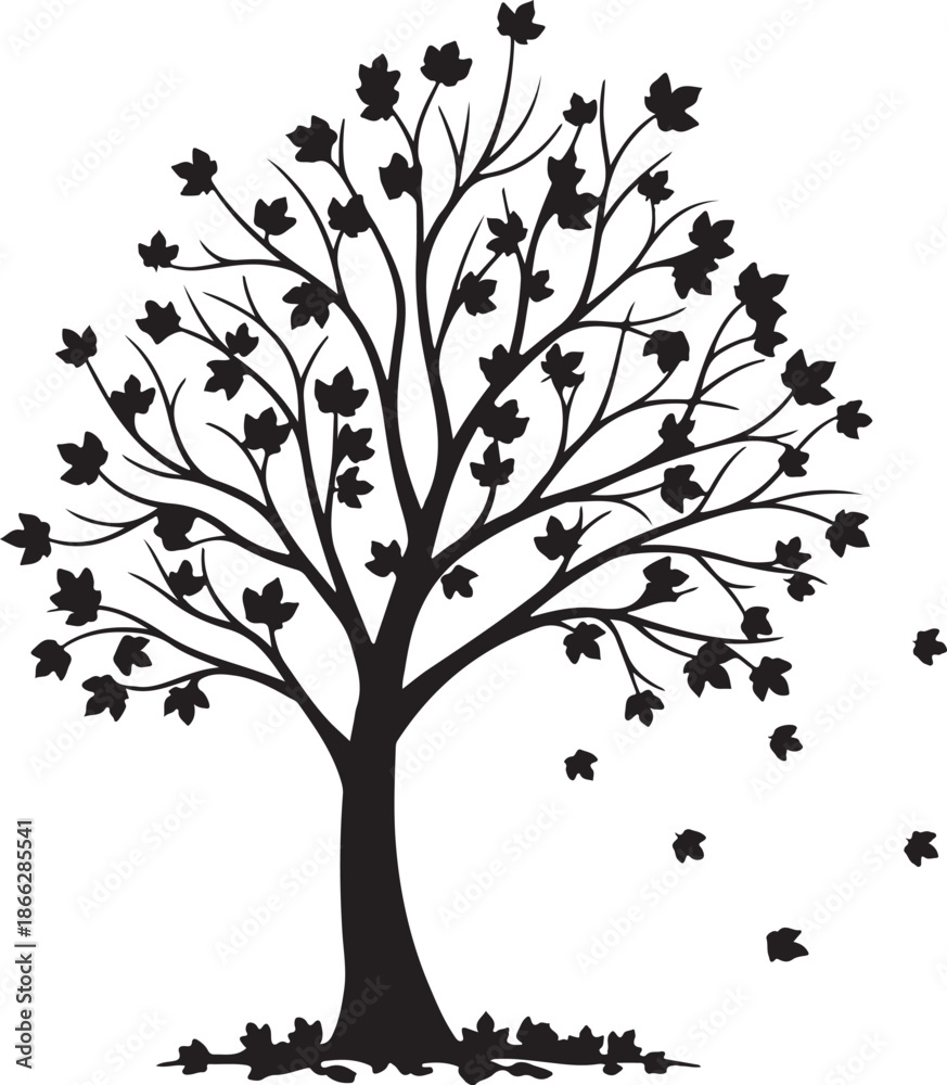 Obraz premium Tree with falling leaves