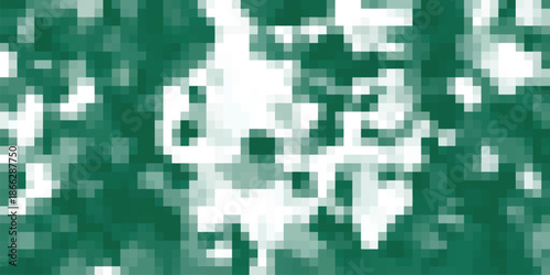 Pixelated abstract pattern in dark green and white with a mosaic-like appearance and a textured, digital feel suitable for graphic design and digital art