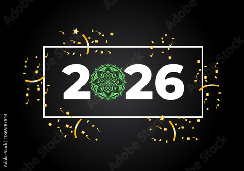 Happy new year 2026. 2026 with Scales of mandala . concept for,and flower pattern mandala