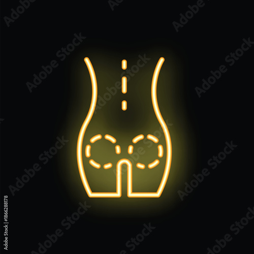 Glowing neon sign representing liposuction surgery for body shaping