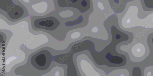 Abstract Topographic Contour Lines in Shades of Gray with Subtle Purple and Pink Edges Creating a Smooth Organic and Mysterious Textured Background