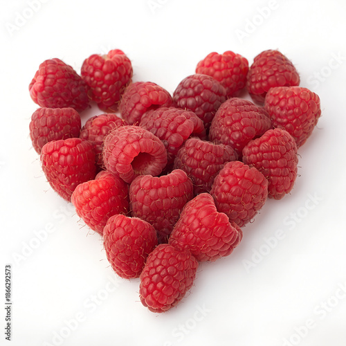 Fresh Raspberries Arranged in Heart Shape Isolated on Transparent Background