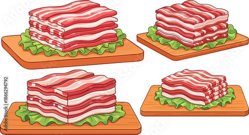 Slices of raw pork belly meat