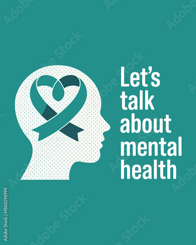 Lets Talk About Mental Health Awareness Ribbon Poster