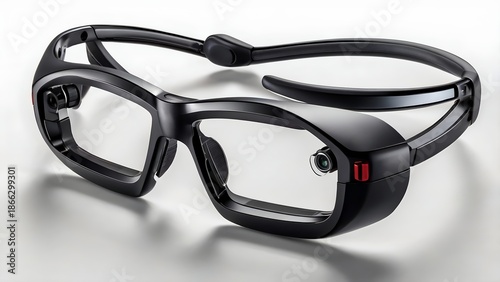 Modern Smart Glasses Isolated on White Background. Detailed product shot of modern smart glasses isolated on white, suitable for technology, innovation, wearable tech, and futuristic concept. AI image