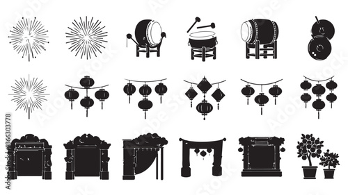 Black and White Stage Props Silhouettes