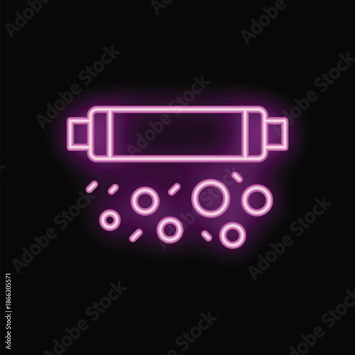 Neon water filter with activated carbon purifying drinking water