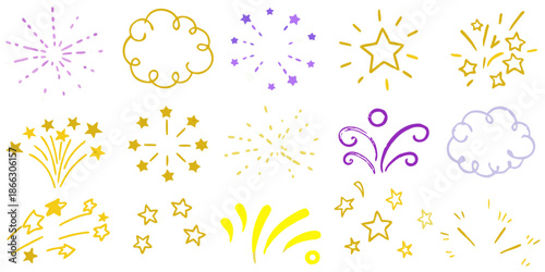 Dynamic, hand-drawn burst effects... lines and shapes can radiate outwards.