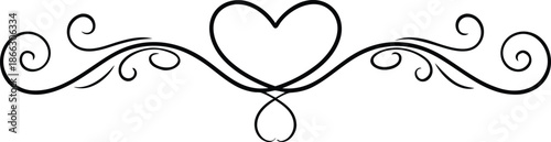 Black heart with swirling decorative lines and a teardrop