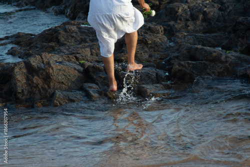 Принти на полотні Religious offering on the sea rocks