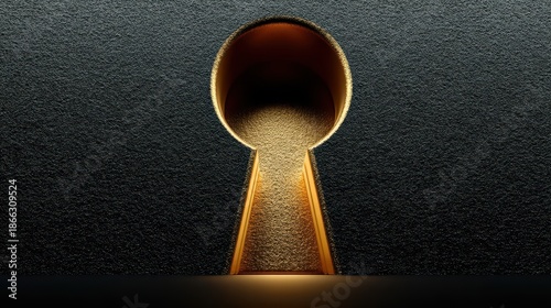 create a key hole in dark and golden