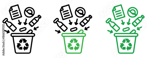 Recycle bin icon illustrating proper waste separation for environmental sustainability vector.
