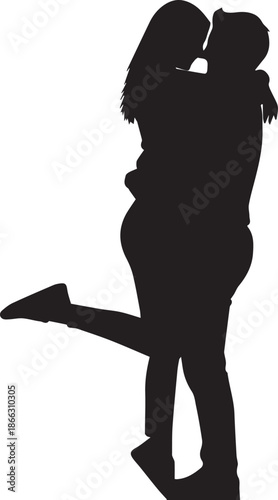 Couple embracing silhouette