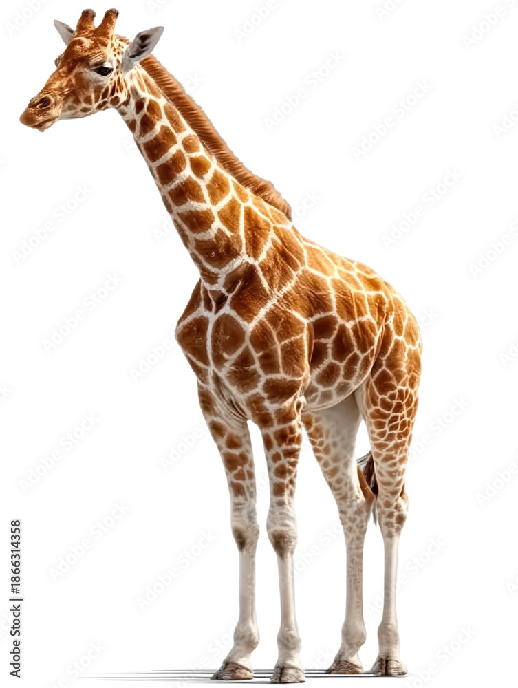 Naklejka premium African giraffe on white background
