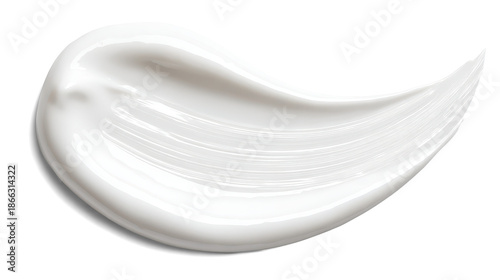 White cosmetic cream smear swatch isolated on white background. BB cream texture. Transparent background