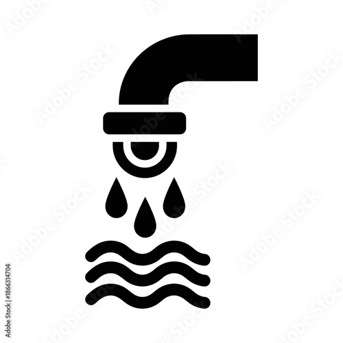 Water faucet dripping drops, simple glyph vector icon