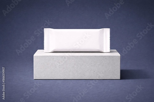 Minimalist Snack Bar Wrapper Mockup on Concrete Display for Product Packaging Design