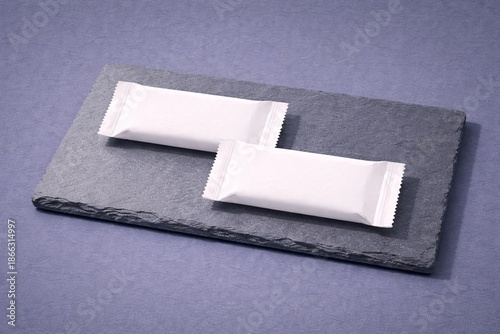 Minimalist Snack Bar Wrapper Mockup on Slate Surface for Branding and Design