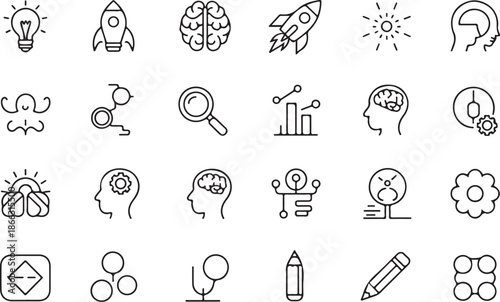 idea vector icons for innovation research education and design