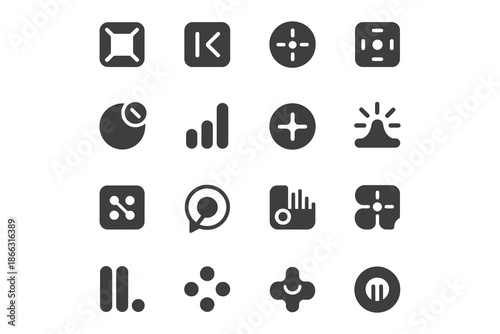 Set of Minimalist Gray Interface and Control Icons Collection