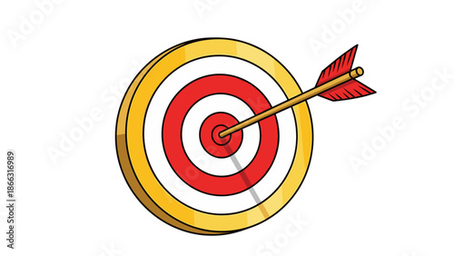 Bullseye Target with Arrow - Business Goal Achievement, Success, and Accuracy - Isolated on transparent background for presentations & marketing.