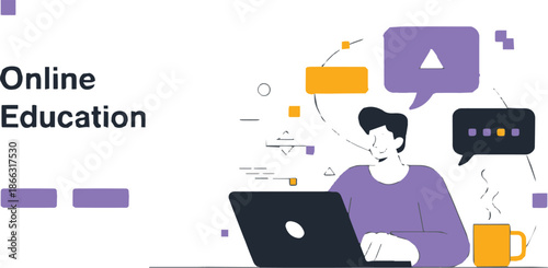 education online education illustration for remote learning scene