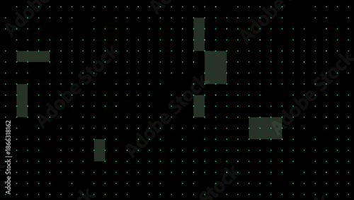 Green Pixels on Black Background with White Space