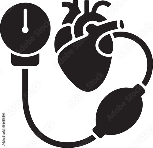 Blood pressure monitor and heart illustration a health and cardiology symbol