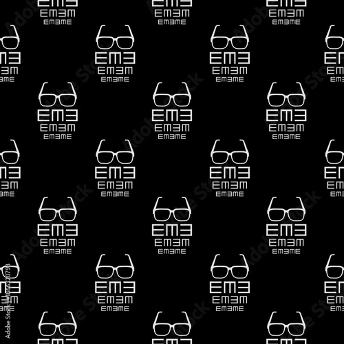 Eye test chart seamless pattern isolated on black background