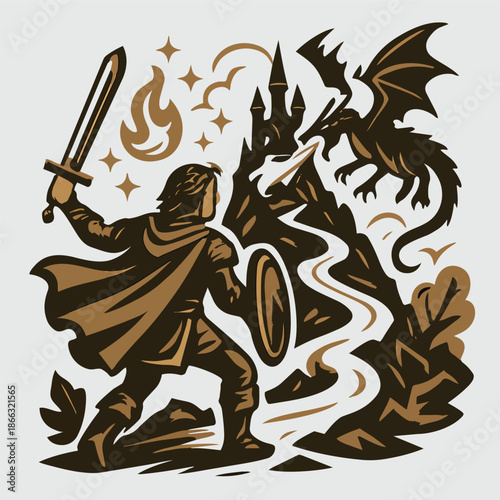 vector illustration of warrior and eagle