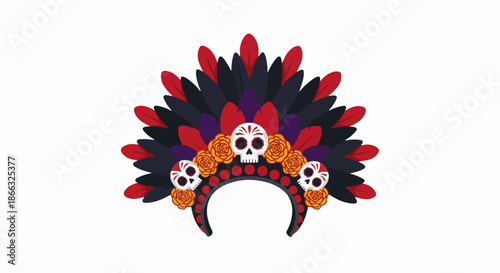 Colorful Day of the Dead Headband with Skulls.