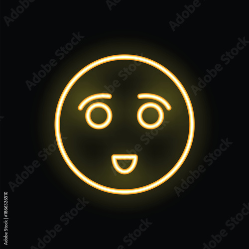 Neon yellow emoji is showing a surprised face expression
