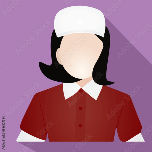 Maid in red shirt icon. vector