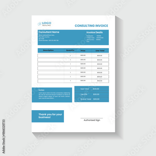 Professional clean invoice template design 